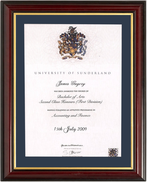 Traditional graduation degree frame 