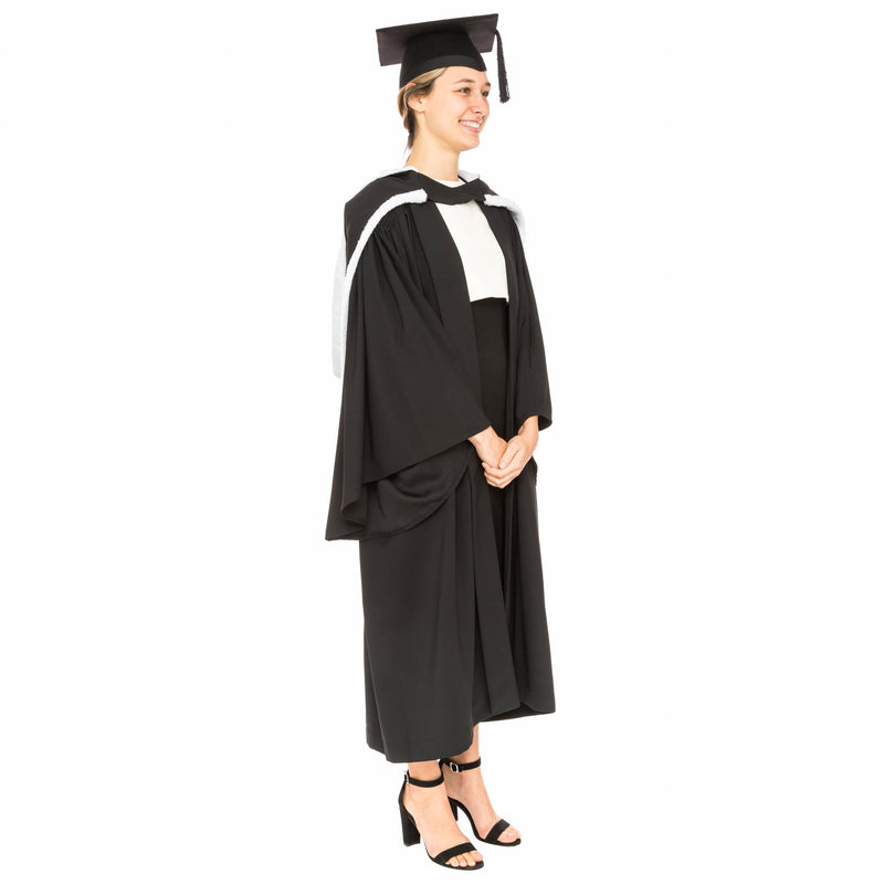 University of Sydney full bachelor graduation gown set. Bachelor gown, hood and mortarboard