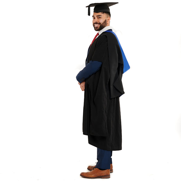Black RMIT graduation gown and graduation trencher cap