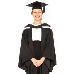 Woman wearing a Macleay College graduation outfit 