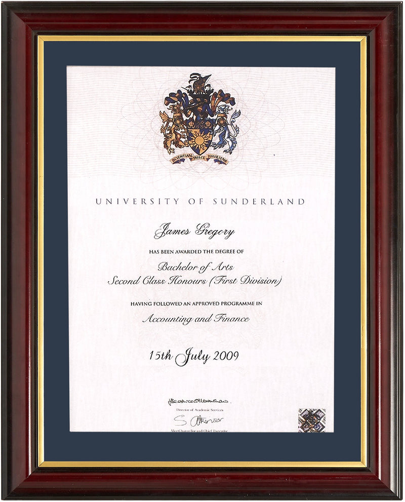 Traditional graduation degree frame 